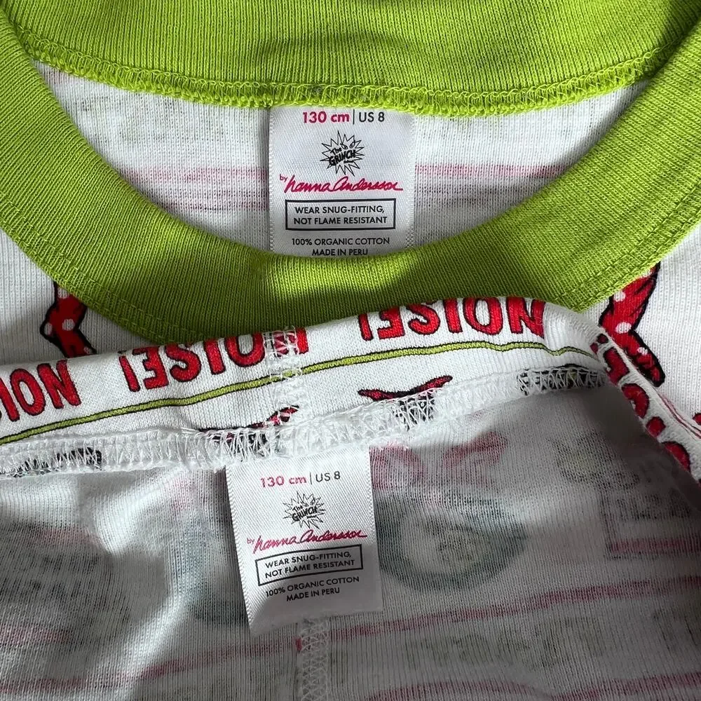 Hanna Andersson Pajama Set Size 8 Organic Cotton Grinch Christmas Unisex PJs